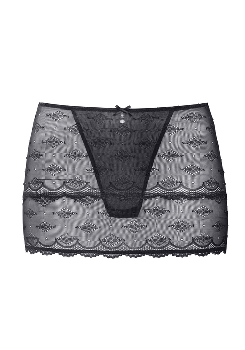 Bild: Stringrock von LASCANA: Sexy Stringrock. Rundherum aus feiner, dezent transparenter Spitze. Mit feiner Zierschleife und hübschem Perlenaccessoire vorne mittig. Mit eingearbeitetem Baumwollzwickel. Mit Liebe & Leidenschaft in Hamburg kreiert. Aus 90% Polyamid, 10% Elasthan.