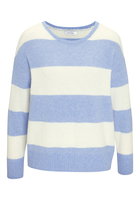 Bild: Sweater von LASCANA: Strickpullover von Lascana mit Rundhalsausschnitt, gerippten Bündchen und Saum sowie klassischem Streifenmuster. Kuschelig weiche Strickqualität.