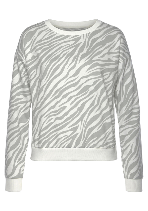 LASCANA Sweater Damen grau zebra gestreift Gr.32/34