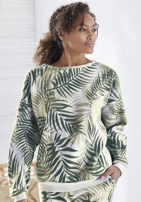 Bild: Sweater von LASCANA: Sweatshirt von Lascana. Alloverprint. Mit Rundhalsausschnitt. Lange Ärmel mit gerippten Bündchen. Weiche Sweatware.