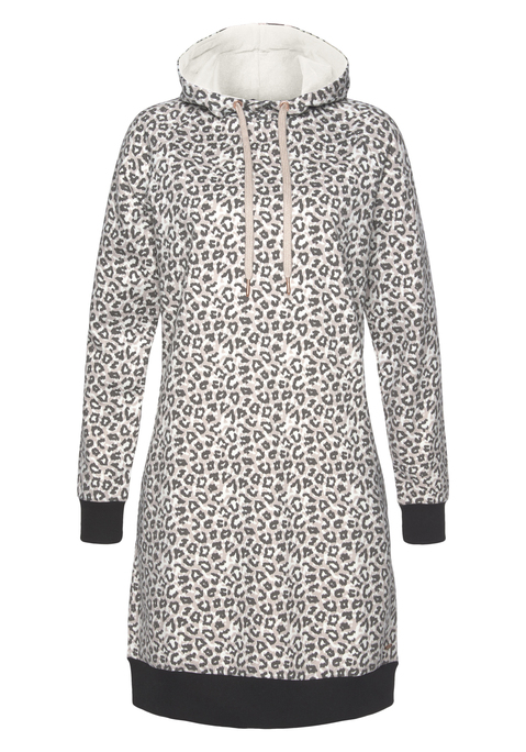 Bild: Sweatkleid von LASCANA: Sweatkleid von Lascana mit Kapuze mit Tunnelzug. Seitliche Eingrifftaschen. Aus 50% Baumwolle (unterstützt Cotton made in Africa), 50% Polyester.