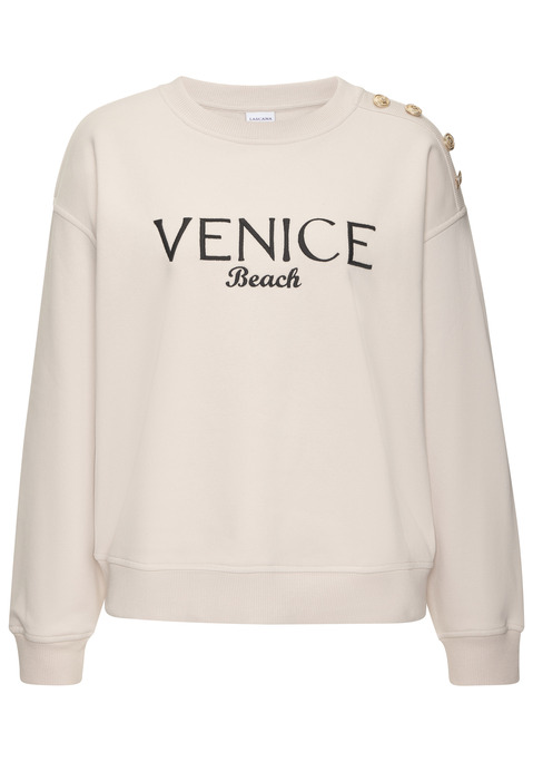 Bild: Sweatshirt von Venice Beach: Kuscheliges Sweatshirt von Venice Beach mit Schriftzugstickerei vorn. Metallisch glänzende Knöpfe auf der Schulter. Rundhalsausschnitt. Überschnittene Schultern. Gerippte Bündchen. Für tolle Freizeit-Looks. Weiche Sweatware.
