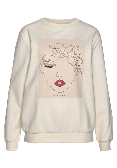 LASCANA Sweatshirt Damen hellbeige-natur-hellrosa Gr.44/46