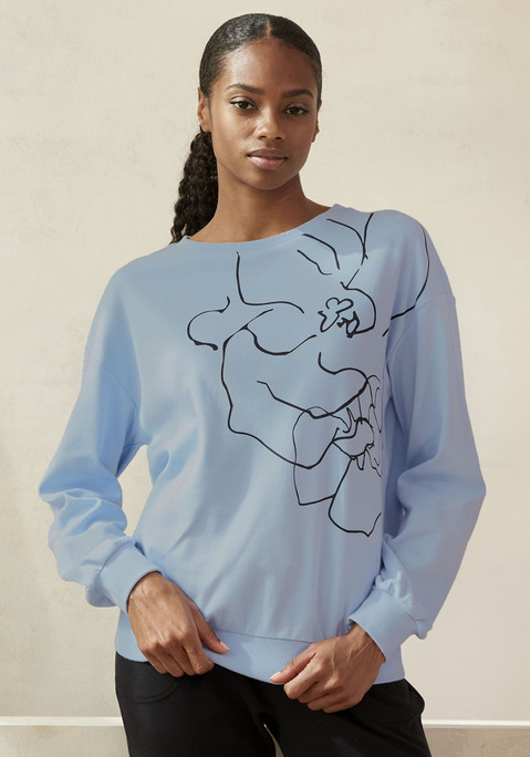 Bild: Sweatshirt von LASCANA: Kuscheliges Sweatshirt von Lascana mit floralem Druck. Rundhalsausschnitt. Lange Ärmel mit Rippbündchen. Lockere Passform mit überschnittenen Schultern. Individueller Basic-Look. Weiche Sweatware.