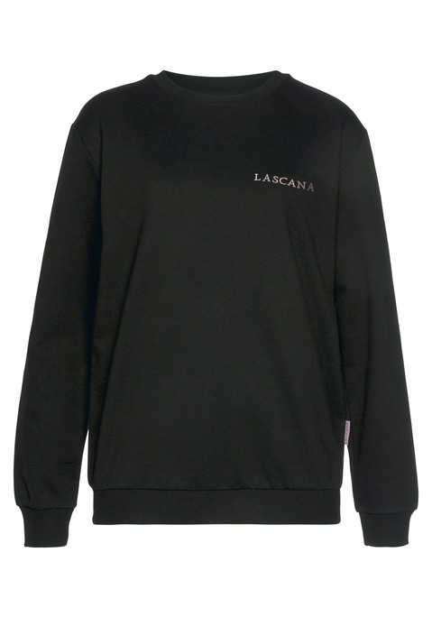 LASCANA Sweatshirt Damen roségoldfarben-schwarz Gr.32/34