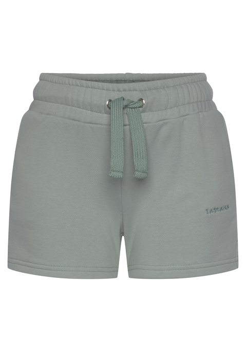 Bild: Sweatshorts von LASCANA: Bequeme Homewear-Shorts von Lascana mit Markenstickerei. Gummibund mit Kordelzug. Eingrifftaschen an den Seiten. Lockere Passform. Softe Baumwollqualität.