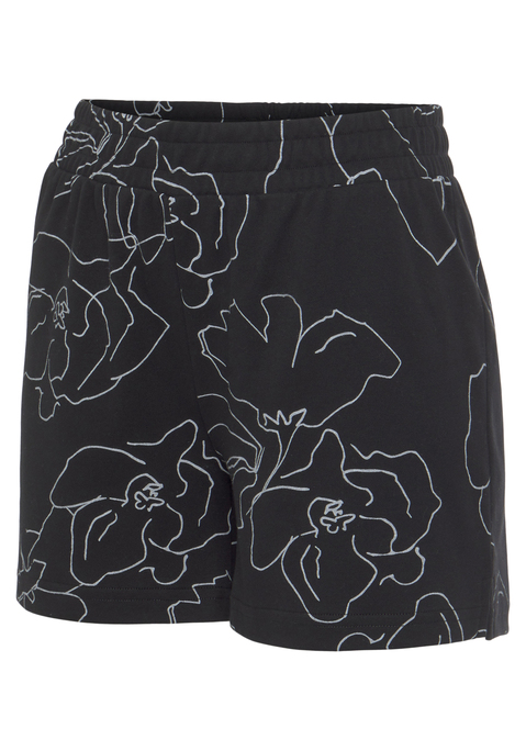 Bild: Sweatshorts von LASCANA: Mit floralem Alloverprint: Sweatshorts von Lascana. Breiter Gummibund und seitliche Eingrifftaschen. Gerade Passform.Für die Freizeit. Weiche Sweatware aus Baumwolle.