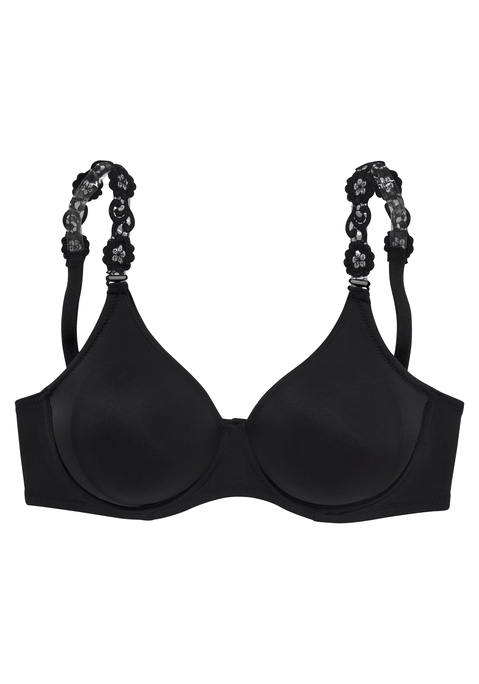 Bild: T-Shirt-BH von LASCANA: Klassischer Bügel-BH für den Alltag mit modischen Wechselträgern. Mit Bügel und nahtlos vorgeformten Cups (ohne Wattierung). Aus seidiger Microfaser in hochwertiger Tactel Qualität - besonders trageangenehm. Träger zum Austauschen: 1x Transparent, 1x Grundfarbe, 1x Stickereiträger. Mit Liebe & Leidenschaft in Hamburg kreiert. Der BH ist aus 82% Polyamid (TACTEL®), 18% Elasthan (LYCRA®). BHs sind nicht trocknergeeignet, da die Versteller und Ringe durch die Hitze beschädigt werden und brechen.