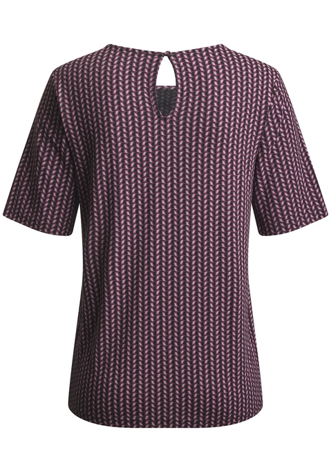 Bild: T-Shirt von LASCANA: T-Shirt von Lascana mit modischem Alloverprint. Rundhalsausschnitt mit kleinem Cut-out und Knopfdetail hinten. Passt gut zu Hosen und  Röcken und ist vielseitig kombinierbar für Alltag und Freizeit. Weich fließende Viskose.