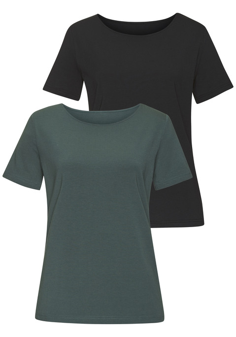 Bild: T-Shirt von LASCANA: Klassisches T-Shirt von Lascana im 2er-Pack. Kurze Ärmel. Mit Rundhals-Ausschnitt. Weiche Jerseyqualität aus Baumwoll und Modal.
