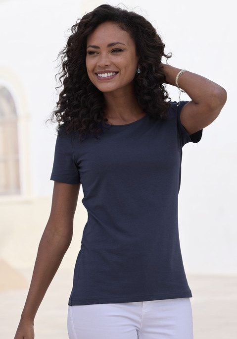 Bild: T-Shirt von LASCANA: Klassisches T-Shirt von Lascana im 2er-Pack. Kurze Ärmel. Mit Rundhals-Ausschnitt. Weiche Jerseyqualität aus Baumwoll und Modal.