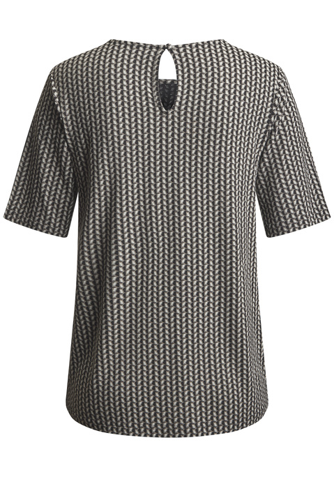 Bild: T-Shirt von LASCANA: T-Shirt von Lascana mit modischem Alloverprint. Rundhalsausschnitt mit kleinem Cut-out und Knopfdetail hinten. Passt gut zu Hosen und  Röcken und ist vielseitig kombinierbar für Alltag und Freizeit. Weich fließende Viskose.