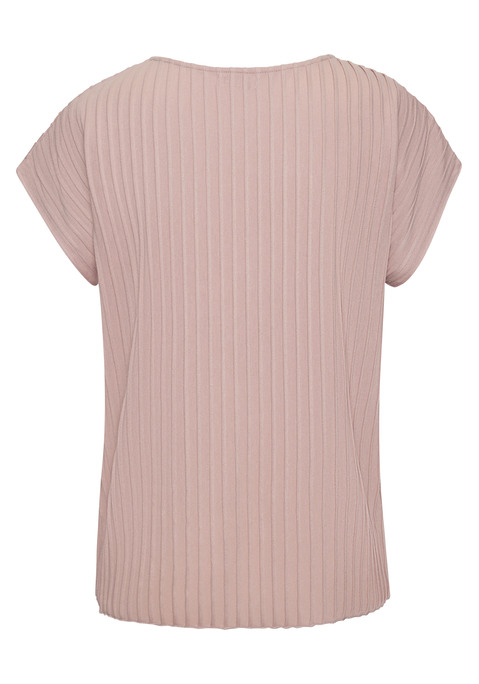 Bild: T-Shirt von LASCANA: Strickshirt von LASCANA aus Rippstrick mit kurzen, angeschnittenen Ärmeln. Länge ca. 62 cm. Aus 62% Polyester, 33% Viskose, 5% Elasthan.