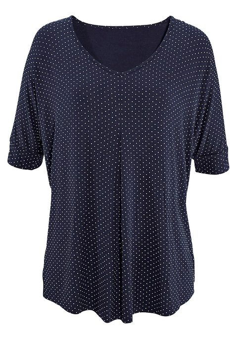 LASCANA T-Shirt Damen navy-gepunktet Gr.48/50