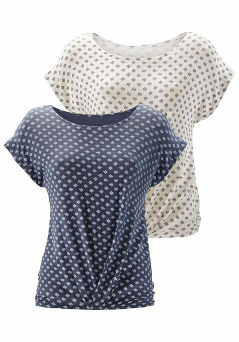T-Shirt von LASCANA in rauchblau, creme