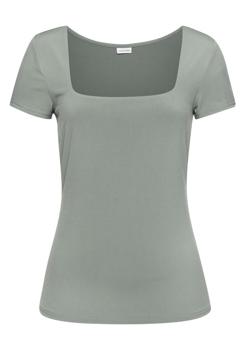 Bild: T-Shirt von LASCANA: T-Shirt von Lascana. Mit Karree-Ausschnitt. Vorn doppellagig gearbeitet. Eng anliegende Ärmel. Elastische, bügelarme Qualität.