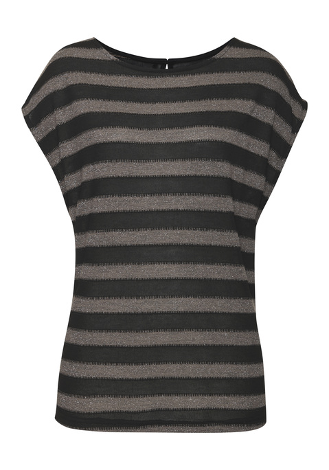Bild: T-Shirt von LASCANA: Elegantes T-Shirt von Lascana mit glitzernden Streifen. Figurbetonte Passform. Ideal für festliche Anlässe, aber auch sommerlich leicht als Casualmode. Edler Feinstrick aus einer weichen, leichten Viskose-Mischqualität.