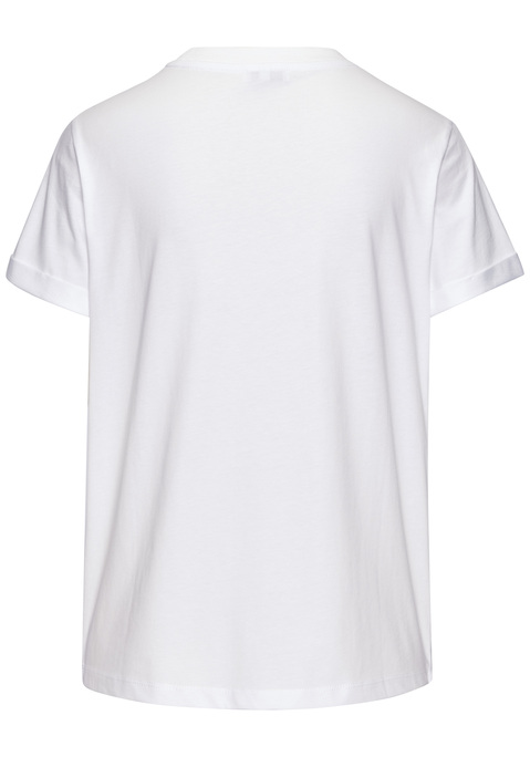 Bild: T-Shirt von LASCANA: Unifarbenes T-Shirt von Lascana mit coolem Schriftzug vorn auf der Brust. Rundhalsausschnitt und gerader Saumabschluss. Gerade Passform. Super für Alltag- und Freizeit-Looks. Weiche Baumwollqualität.