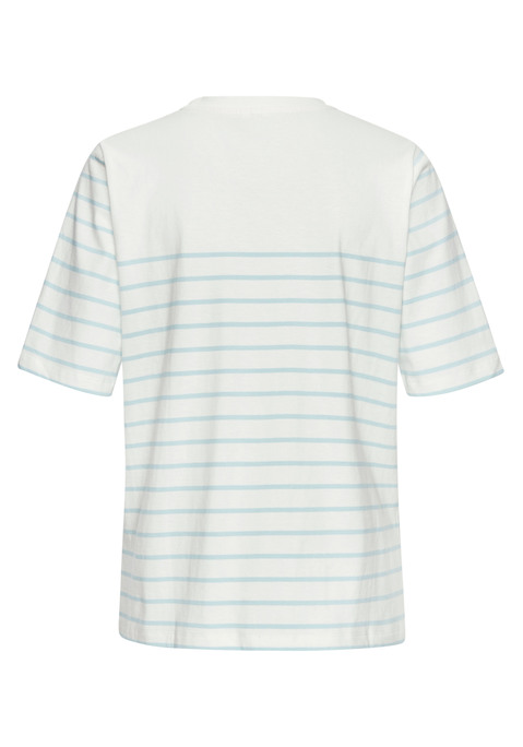 Bild: T-Shirt von LASCANA: Legeres Shirt von Lascana mit Streifenmuster. Kontrastfarbene Stickerei auf der Brust. Saum hinten länger geschnitten. Aus reiner Baumwolle.
