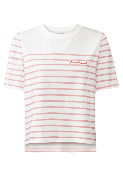 LASCANA T-Shirt Damen weiß-rosé gestreift Gr.32/34