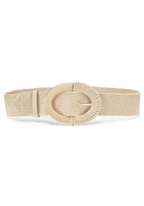 Bild: Taillengürtel von LASCANA: Elastischer Taillengürtel von Lascana in Bast-Optik. Runde, markante Schließe mit metallisch glänzendem Detail. Aus Papierstroh – für den perfekten Sommer-Look.