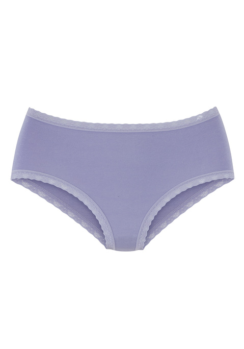 Bild: Taillenslip von LASCANA: Unifarbener Taillenslip von Lascana im praktischen 3er-Pack. Blümchenspitze am Bund und Beinausschnitt für einen femininen Look. Etwas höhere Leibhöhe. Komfortabler Single-Jersey mit Modal für ein weiches Tragegefühl.