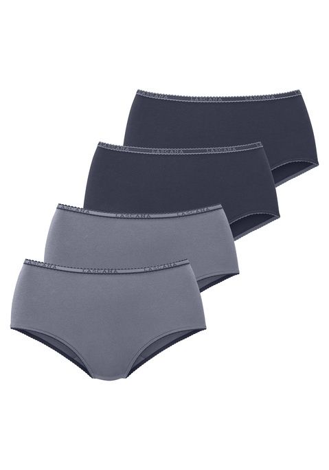 Bild: Taillenslip von LASCANA: Bequeme Taillenslips von Lascana im praktischen 4er-Pack. Weiches Logobündchen mit kontrastfarbener Muschelborte.  Aus angenehm elastischer Baumwolle.