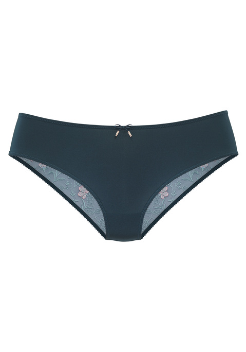 Bild: Tanga von LASCANA: Femininer Tanga mit feiner Schleifenapplikation. Aus transparentem Soft-Mesh mit einem hübschen Blumenmuster aus Stickereispitze sowie weichem Microtouch-Material. Mit eingearbeitetem Baumwollzwickel. Passende BHs aus der gleichen Serie erhältlich. Mit Liebe & Leidenschaft in Hamburg kreiert. Obermaterial: 73% Polyamid, 20% Polyester, 7% Elasthan.