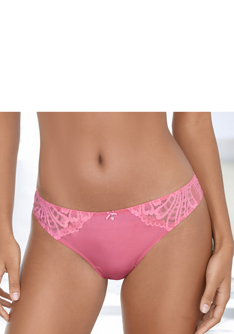 Bild: Tanga von LASCANA: Femininer Tanga mit extravagantem Glitzeraccessoire und feiner Zierschleife. Aus feiner, leicht transparenter Spitze und weichem Microtouch-Material. Mit eingearbeitetem Baumwollzwickel. Passende BHs aus der gleichen Serie erhältlich. Mit Liebe & Leidenschaft in Hamburg kreiert. Aus 89% Polyamid, 11% Elasthan.