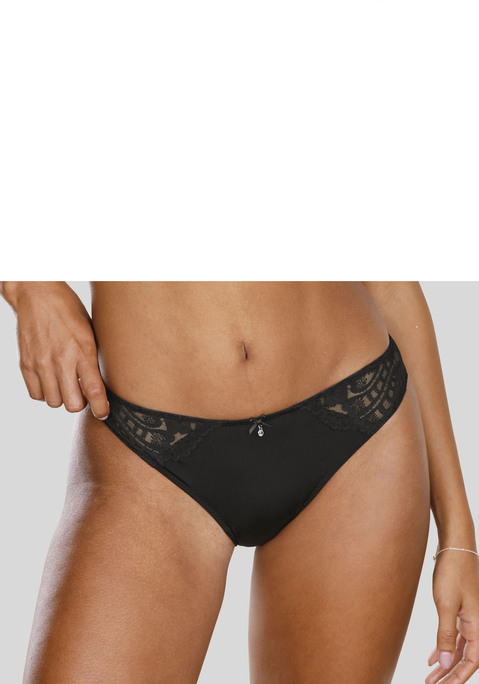 Bild: Tanga von LASCANA: Femininer Tanga mit extravagantem Glitzeraccessoire und feiner Zierschleife. Aus feiner, leicht transparenter Spitze und weichem Microtouch-Material. Mit eingearbeitetem Baumwollzwickel. Passende BHs aus der gleichen Serie erhältlich. Mit Liebe & Leidenschaft in Hamburg kreiert. Aus 89% Polyamid, 11% Elasthan.