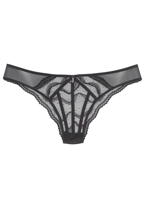 Bild: Tanga von LASCANA: Verführerischer Tanga mit dekorativen Satinbändern im Vorderteil. Aus einem edlen Mix aus hauchzarter Spitze und fancy Mesh. Mit hübschem Glitzeraccessoire in der vorderen Mitte. Passende BHs aus der gleichen Serie erhältlich. Mit Liebe & Leidenschaft in Hamburg kreiert. Transparente Unterwäsche Damen. Reizwäsche. Verführerische Dessous. Spitzen-Dessous. Romantische Dessous. Verspielte Dessous. Aus 49% Polyamid, 36% Polyester, 15% Elasthan.