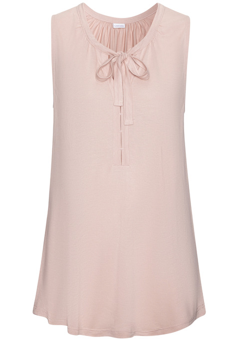 Bild: Tanktop von LASCANA: Unifarbenes Top von Lascana. Lässige Form mit schmaler Blende und Bändern am Ausschnitt. Tiefer V-Ausschnitt. Raffungen an der Schulter und hinten. Vielseitiger Kombipartner. Aus weicher Viskose.