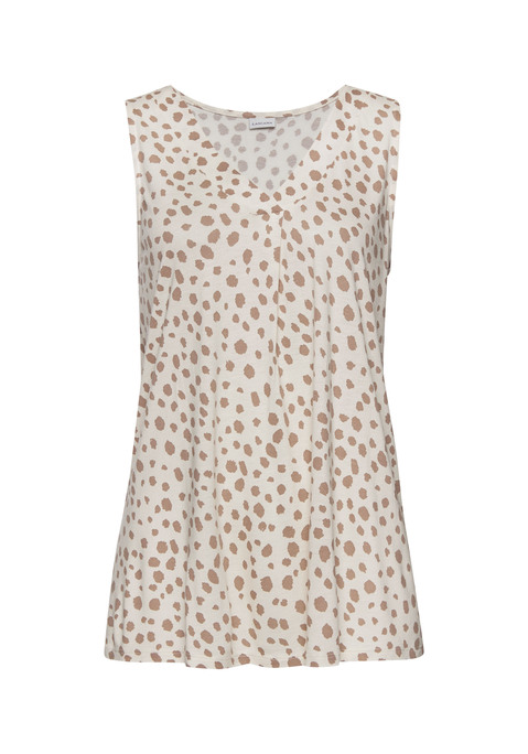 Bild: Tanktop von LASCANA: Top von Lascana mit modischem Punktedruck. V-Ausschnitt mit Liegefalte. Breite Träger. Leicht ausgestellte Passform. Weich fließender Viskosejersey.