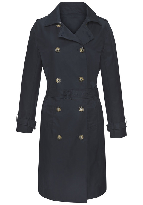 Bild: Trenchcoat von LASCANA: Trenchcoat von Lascana. Klassisches Design mit Gürtel zum Regulieren. Verstellbare Riegel am Ärmelsaum. Modische Riegel an den Schultern. Doppelte Knopfreihe. Gehschlitz und Passe hinten. Seitliche Eingrifftaschen. Pflegeleichter Materialmix. Rückenlänge ca. 98 cm.