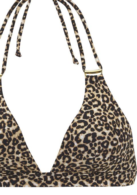 Bild: Triangel-Bikini von LASCANA: Modischer Triangelbikini von Lascana im stylischen Leoprint. Eyecatcher: die glänzenden Zieraccessoires. Herausnehmbare Softcups für eine gute Passform. Trageangenehmes Material mit recyceltem Polyamid.