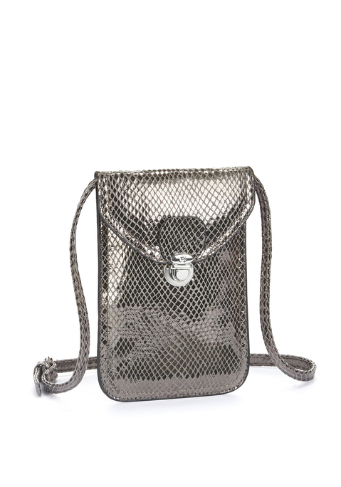 Bild: Umhängetasche von LASCANA: Handytasche von LASCANA. Mit Glitzereffekt in Crocooptik. Matrial: Polyester. Maße (H/B): 18,5/12cm