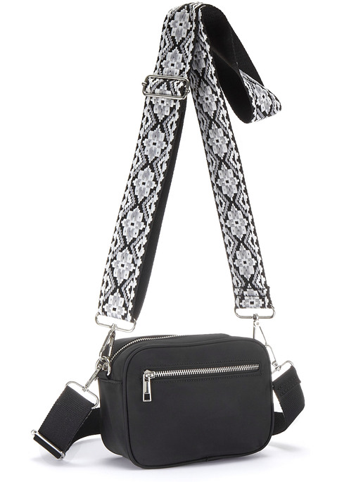 Bild: Umhängetasche von LASCANA: VEGAN. Mit 2 auswechselbaren Schulterriemen. Maße H/B/T: 14/20/8cm. Aus Textil in Nylon-Optik.