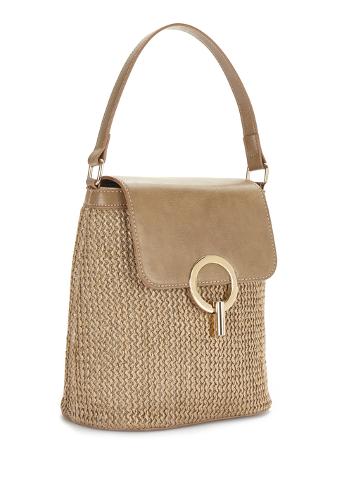 Bild: Umhängetasche von LASCANA: Stilvolle Tasche in Bast-Optik VEGAN von LASCANA. Aus Papierstroh und Lederimitat.