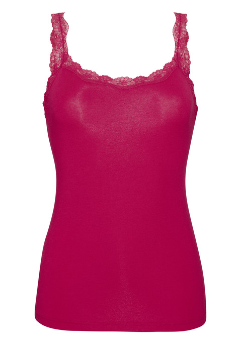 Bild: Unterhemd von LASCANA: Wäscheserie. In hochwertiger Baumwoll-Stretch-Qualität. Top mit elastischen, weichen Spitzen-Details an Ausschnitt und Trägern. Länge ca. 61 cm.  Aus 95% Baumwolle, 5% Elasthan. Spitze aus 87% Polyamid, 13% Elasthan.