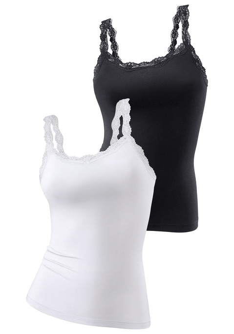 Bild: Unterhemd von LASCANA: Mit Bustier. In hochwertiger Baumwollstretch-Qualität. Mit elastischen, weichen Spitzendetails an Ausschnitt und Trägern. Länge ca. 61cm. Aus 95% Baumwolle (unterstützt Cotton made in Africa), 5% Elasthan. Spitze: 87% Polyamid, 13% Elasthan.
