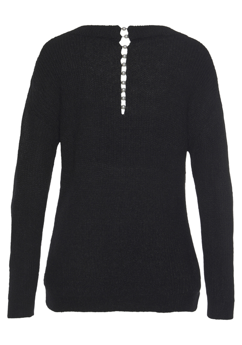 LASCANA V-Ausschnitt-Pullover Damen schwarz Gr.32/34