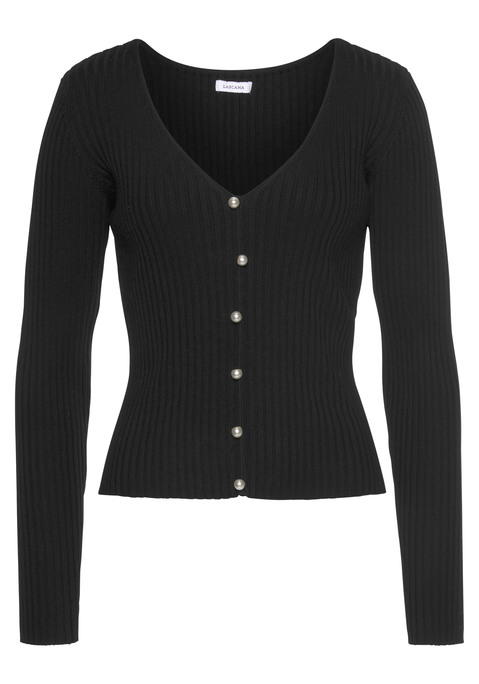 LASCANA V-Ausschnitt-Pullover Damen schwarz Gr.44/46