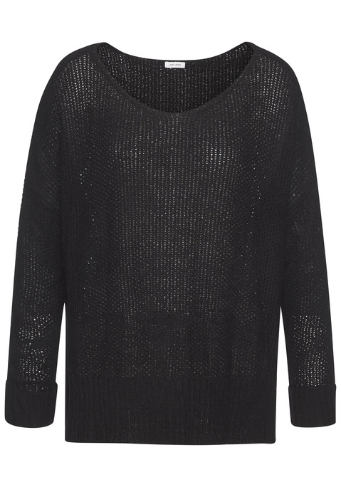 Bild: V-Ausschnitt-Pullover von LASCANA: Grober unifarbener Strickpullover von Lascana mit V-Ausschnitt. Lange Ärmel mit Aufschlag. Gerader Saumabschluss. Vielseitig kombinierbar. Leichter Sommerstrick.