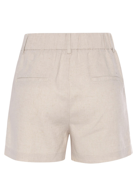 Bild: Webshorts von LASCANA: Bequeme Shorts von Lascana mit Bundfalten. Bund mit Gürtelschlaufen und hinten mit Gummizug. Schiebeknopf mit Reißverschluss. Seitliche Taschen und Fake-Leistentaschen hinten. Weite Passform. Webware aus Leinen und Viskose.