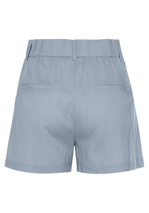 Bild: Webshorts von LASCANA: Bequeme Shorts von Lascana mit Bundfalten. Bund mit Gürtelschlaufen und hinten mit Gummizug. Schiebeknopf mit Reißverschluss. Seitliche Taschen und Fake-Leistentaschen hinten. Weite Passform. Webware aus Leinen und Viskose.