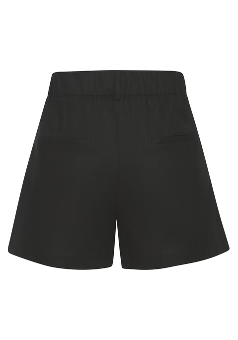 Bild: Webshorts von LASCANA: Bequeme Shorts von Lascana mit Bundfalten. Bund mit Gürtelschlaufen und hinten mit Gummizug. Schiebeknopf mit Reißverschluss. Seitliche Taschen und Fake-Leistentaschen hinten. Weite Passform. Webware aus Leinen und Viskose.