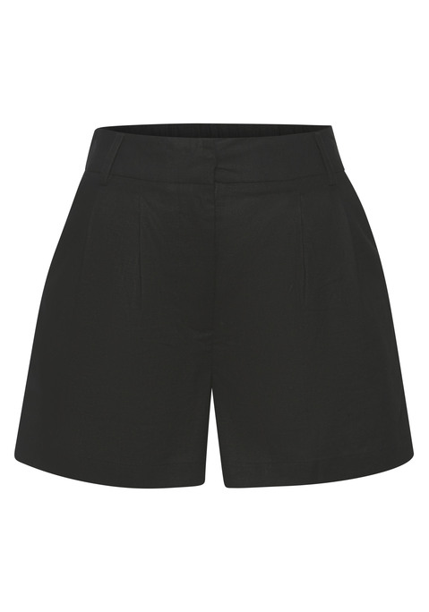 Bild: Webshorts von LASCANA: Bequeme Shorts von Lascana mit Bundfalten. Bund mit Gürtelschlaufen und hinten mit Gummizug. Schiebeknopf mit Reißverschluss. Seitliche Taschen und Fake-Leistentaschen hinten. Weite Passform. Webware aus Leinen und Viskose.
