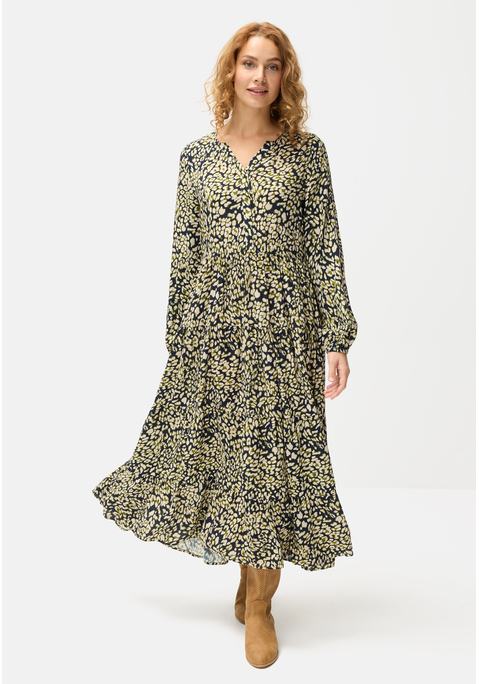 Bild: Maxikleid von LASCANA: Maxikleid von Lascana. Mit Alloverprint, jedes Teil ein Unikat. Mit V-Ausschnitt. Modische Volants. Weiter Rockteil. Fließende Viskose.