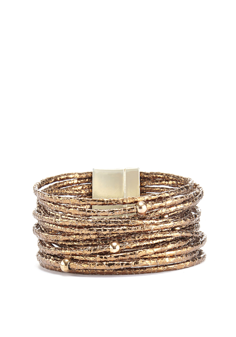 Bild: Wickelarmband Set von LASCANA: 2er-Set Magnetarmband von LASCANA. Mehrreihig mit Zierperlen und Magnetverschluss. Aus Lederimitat. Länge: 20 cm.