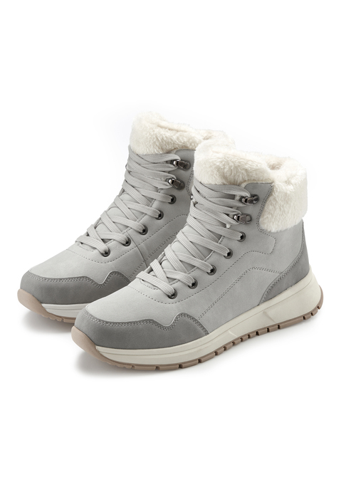 Bild: Winterstiefelette von LASCANA: Aus wasserabweisendem Material VEGAN. Mit herausnehmbarer Innensohle, für lose Einlagen geeignet. Obermaterial aus Lederimitat. Futter und Decksohle aus Textil. Laufsohle aus Synthetik.